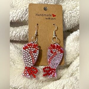 Bouquet of roses rhinestone earrings 925 Sterling Silver hypoallergenic hooks